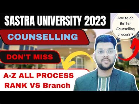 SASTRA UNIVERSITY Counselling 2023 All Process Step By Step Rank Vs