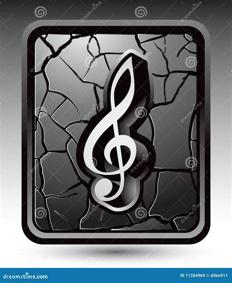 Music Note On Cracked Silver Web Button Stock Vector Illustration Of