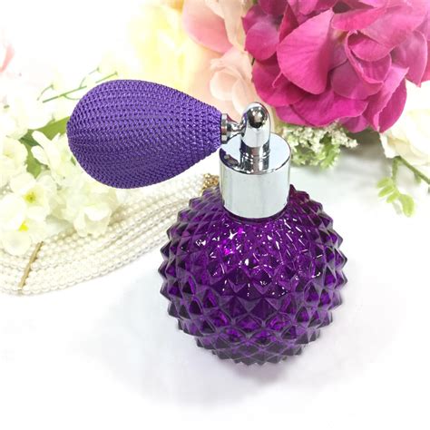 Purple Glass Cut Perfume Atomizer Purple Perfume Spray Bottle For