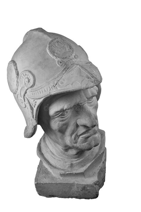 Busto Bianco Del Gesso Ritratto Scultoreo Del Guerriero In Armatura E