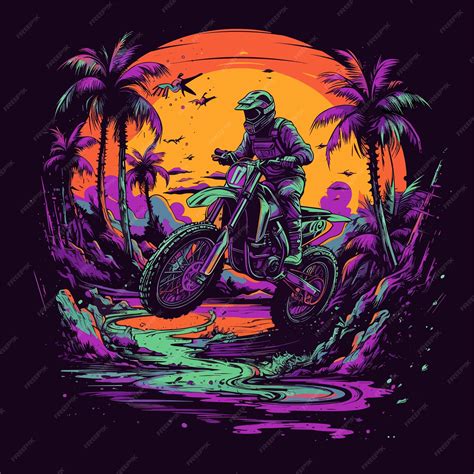 Premium Vector Illustration Painting Of A Dirt Bike Rider Jumping