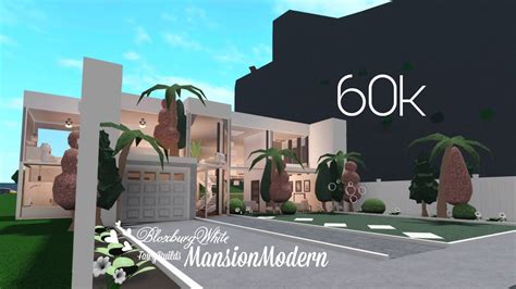 Bloxburg Modern White Mansion House Build Speedbuild Roblox