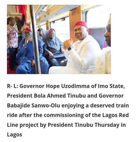 Tinubu Commissions Red Line Rail Project In Lagos