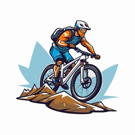 Premium Vector Mountain Biker On The Road Vector Illustration Of A