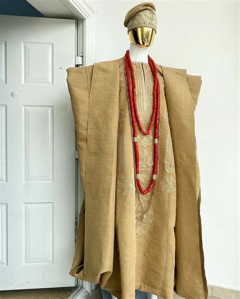 Shop Champagne Gold Aso Oke Regal African Agbada Deji And Kola