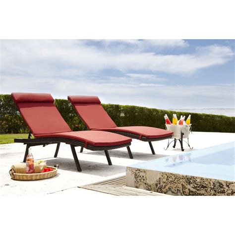 Lowes Woven Chaise Lounge With Sunbrella Cushions Patio Furniture