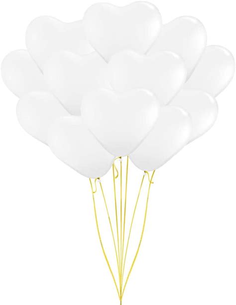 PMU Heart Shaped Balloons 15 Inch PartyTex Premium White Latex Pkg 12