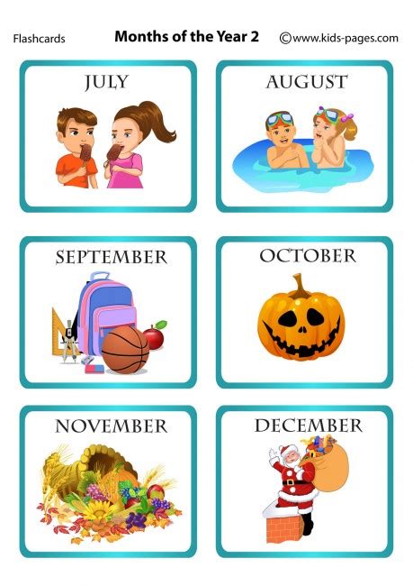 Months Of The Year Flashcard