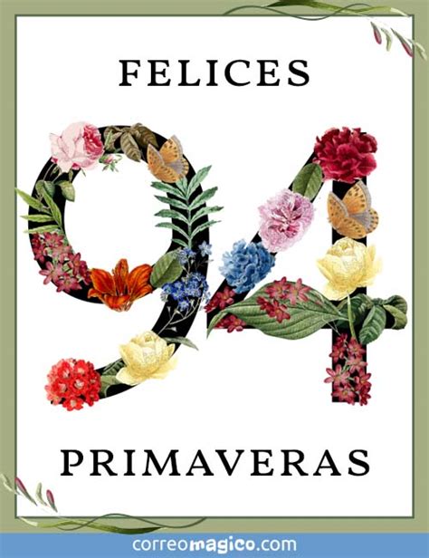 Tarjeta De Cumpleaños Por Edad De 94 Años Felices 94 Primaveras Para