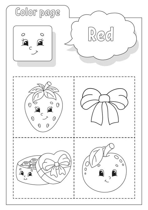 libro para colorear rojo aprendiendo colores flashcard para niños