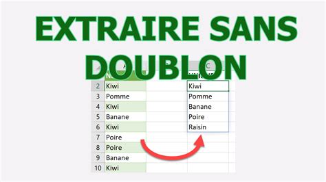 Ntroduire 46 Imagen Formule Excel Pour Extraire Une Liste Sans Doublon