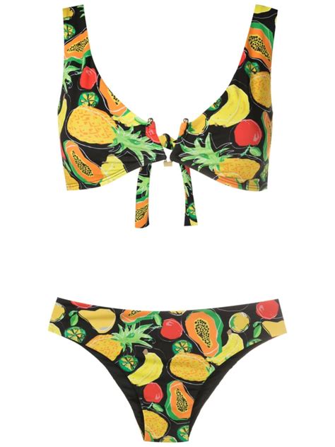 Amir Slama All Over Fruit Print Bikini Set Multicolour Farfetch