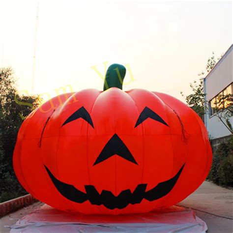 Wholesale 2020 Outdoor Inflatable Pumpkin With Outdoor String Light Pole 4 5m High For Halloween