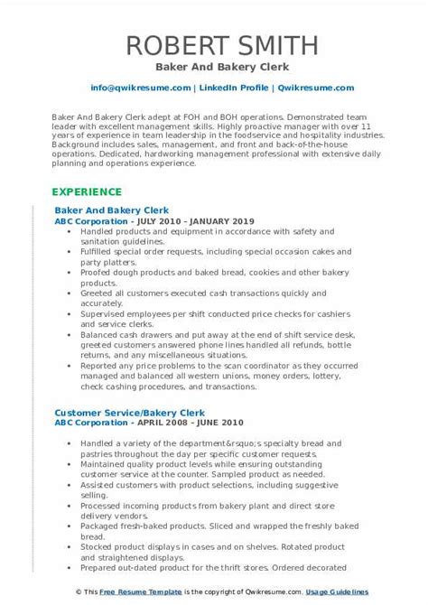 10 Bakery Clerk Resume Samples And Templates For 2025