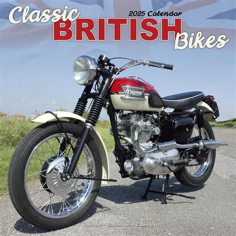 Amazon Classic British Bikes Calendar 2025 Square Motorbike Wall