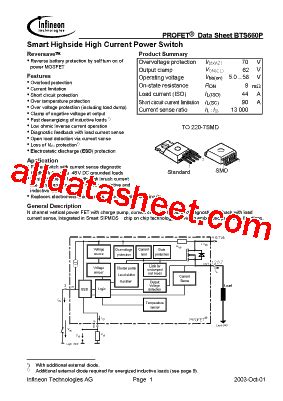 Bts Pe A Datasheet Pdf Infineon Technologies Ag