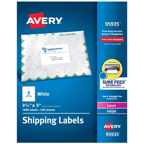 Avery Shipping Labels Sure Feed Technology Permanent Adhesive