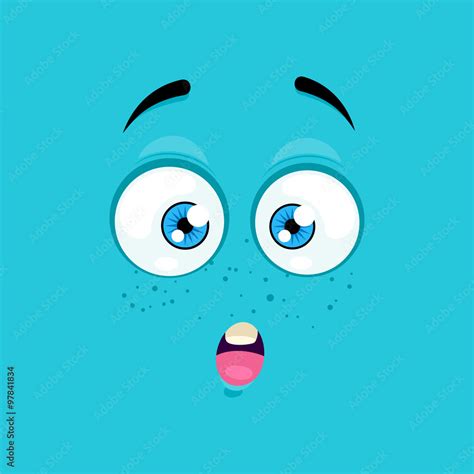 Cartoon face with a surprised expression Stock Vector | Adobe Stock