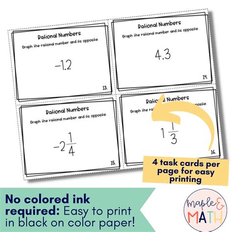 Comparing Ordering And Graphing Rational Numbers Task Cards Th