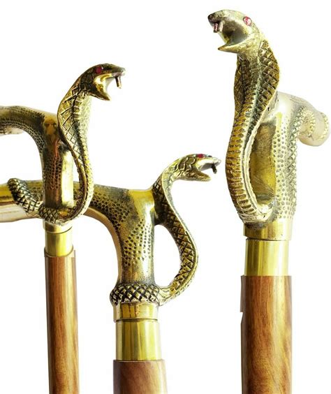 Vintage Style Brass Snake Head Handle Antique Victori Gem