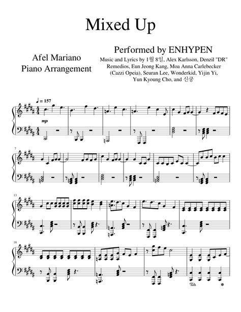 Enhypen 엔하이픈 Mixed Up For Piano Solo Sheet Music For Piano Solo