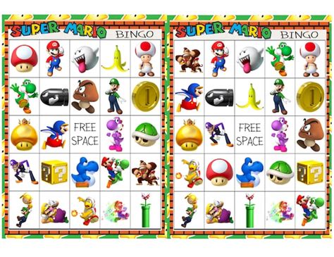 Super Mario Brothers Bingo 10 Card Printable Etsy Australia