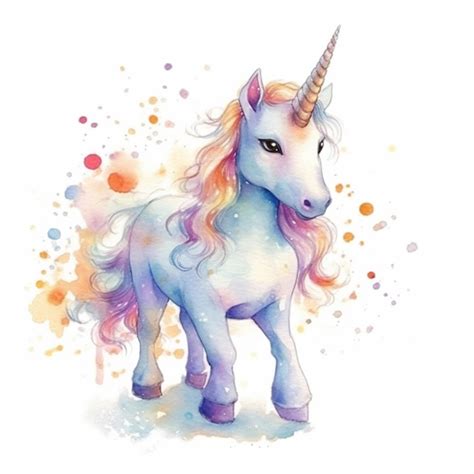 Una Pintura De Un Unicornio Con Una Melena Larga Y Una Melena Colorida