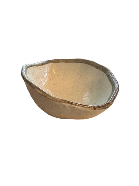 White Base With Grayish Rim Japanese Ceramic Bowl Natural Rustic And