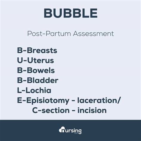 Post Partum Assessment Nursing Mnemonic Bubble Free Nursing Courses