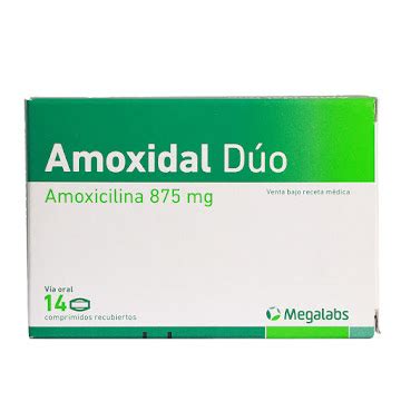 Amoxidal Dúo Amoxicilina 875 mg Megalabs Caja x 14 Comprimidos