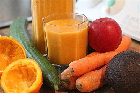 Carrot Orange Apple Cucumber And Avocado Smoothie