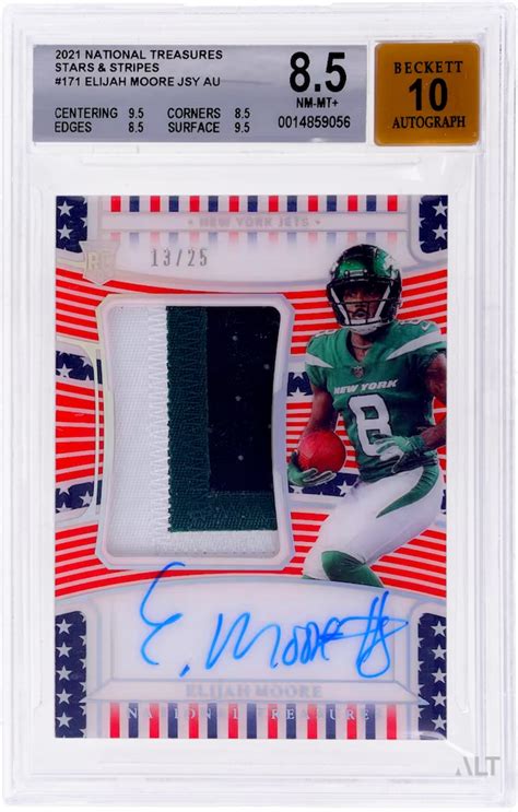 2021 National Treasures Stars Stripes 171 Elijah Moore RC RPA 13 25