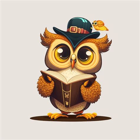 Cute Owl Est Segurando Um Desenho De Livro M Gico Foto Premium