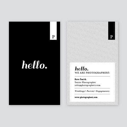 Two Black And White Business Cards With The Word Hello