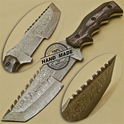 Damascus Tracker Knife Custom Handmade Damascus Steel Hunting Trac