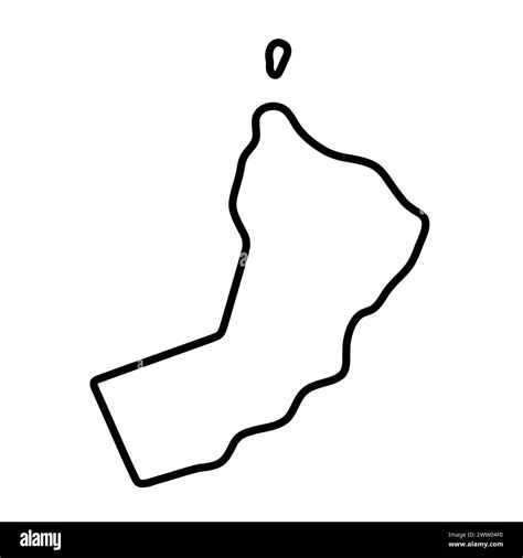 Oman Country Simplified Map Thick Black Outline Contour Simple Vector