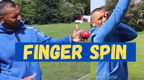 How To Bowl Finger Spin In Cricket Grip Front Arm Run Up Stock