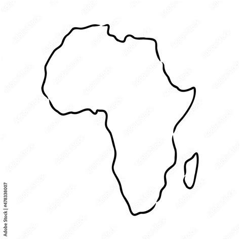 Africa Map Outline Graphic Freehand Drawing On White Background Vector