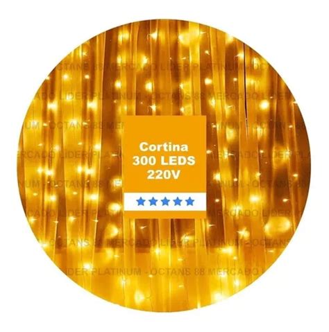 Cortina Led 3x2m 300 Led Branco Quente Fixo Festas 220v 3fw2