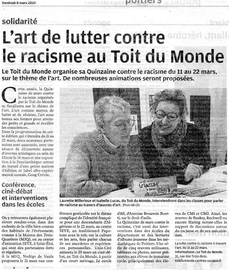 Quinzaine Contre Le Racisme La Lutte Contre Le Racisme à Travers L