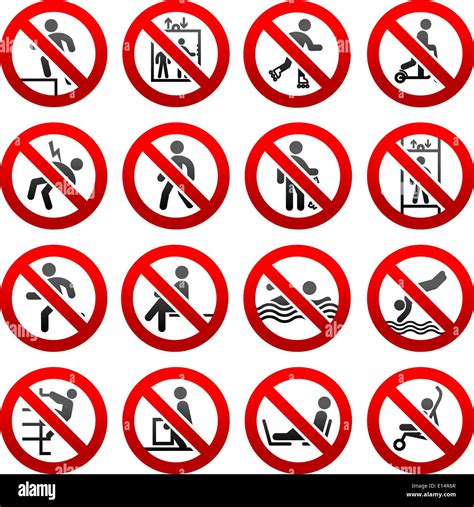 Establecer iconos Prohibido Prohibido prohibir signos símbolos Imagen