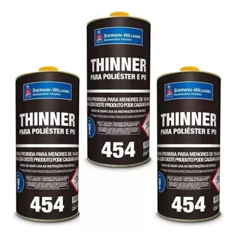 Kit 3 Diluente Thinner Pu 454 Poliéster Pu Sherwin Williams Frete grátis