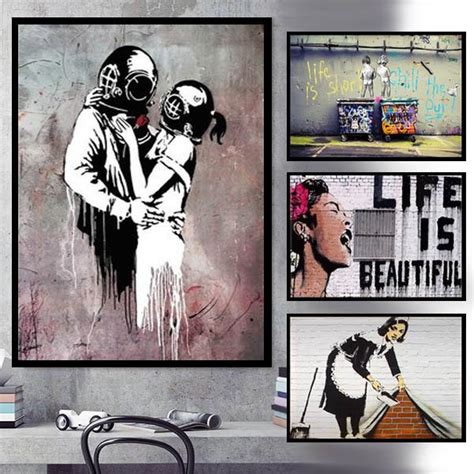 バンクシー Banksy 少女 壁掛け用 木枠付き 抽象絵画 モノクロポスター フォトフレーム Net Consultingsubjp