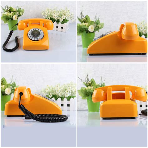 Corded Retro Phone Telpal Landline Telephone With Old Fashion Rotary Dial Keypad Decorative