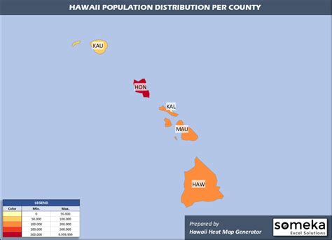 Hawaii County Map and Population List in Excel