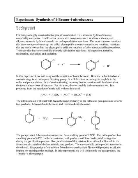 Experiment Synthesis Of 1 Bromo 4