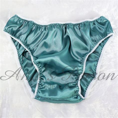 Gorgeous Teal Green Satin Hipster Full Cut Bikini Sissy Etsy