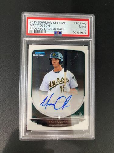 Bowman Chrome Prospect Autograph Bcpmo Matt Olson Psa Mint Ebay