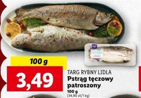 Promocja TARG RYBNY LIDLA Pstrąg tęczowy patroszony 100 g w Lidl