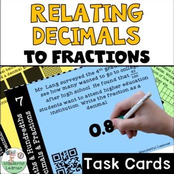 Relating Decimals To Fractions Task Cards Th Grade By Wanderful Learner